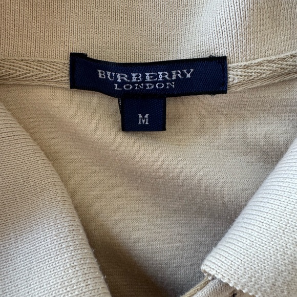Vintage Burberry London Nova Check Cream Long Sleeve 100% Cotton Polo Shirt Sz M - Picture 13 of 16